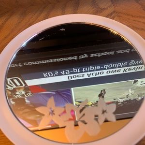 hand etched mirror flower design